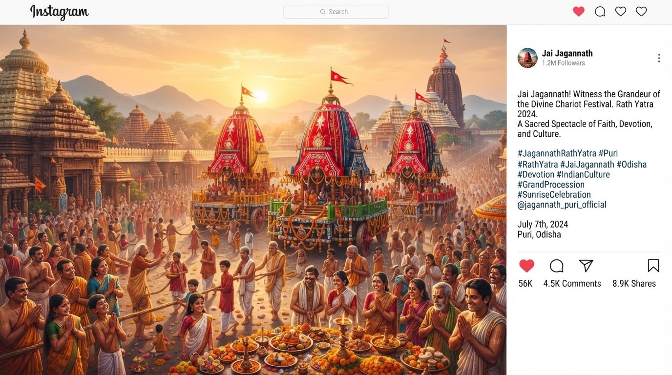 Professional Jagannath Rath Yatra poster design using AI