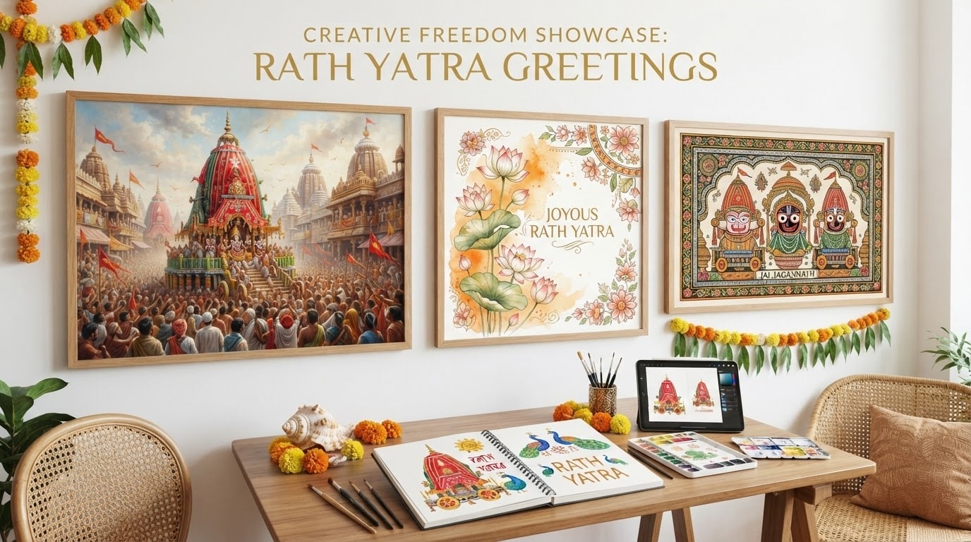 Creative freedom in designing Rath Yatra wishes