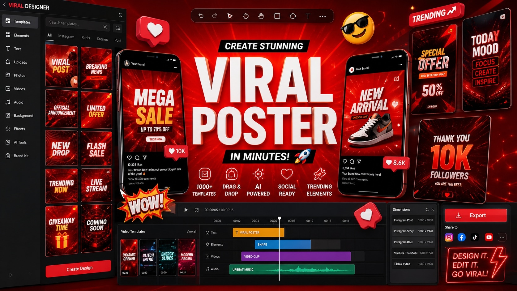 Create viral red poster background prompts with AI