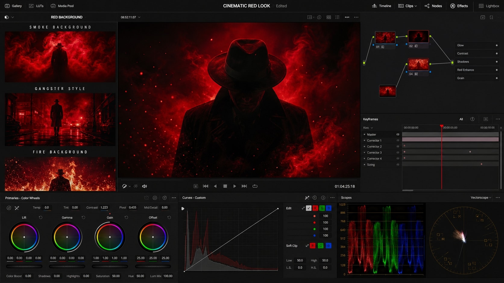 Generate cinematic red background prompt aesthetics