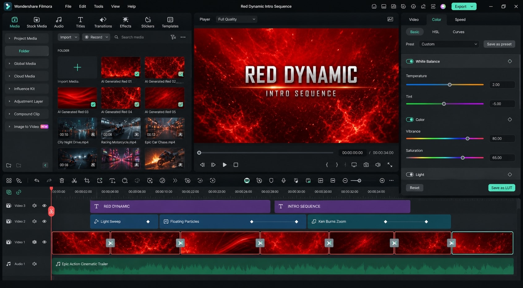 Edit generated red color background prompts into videos