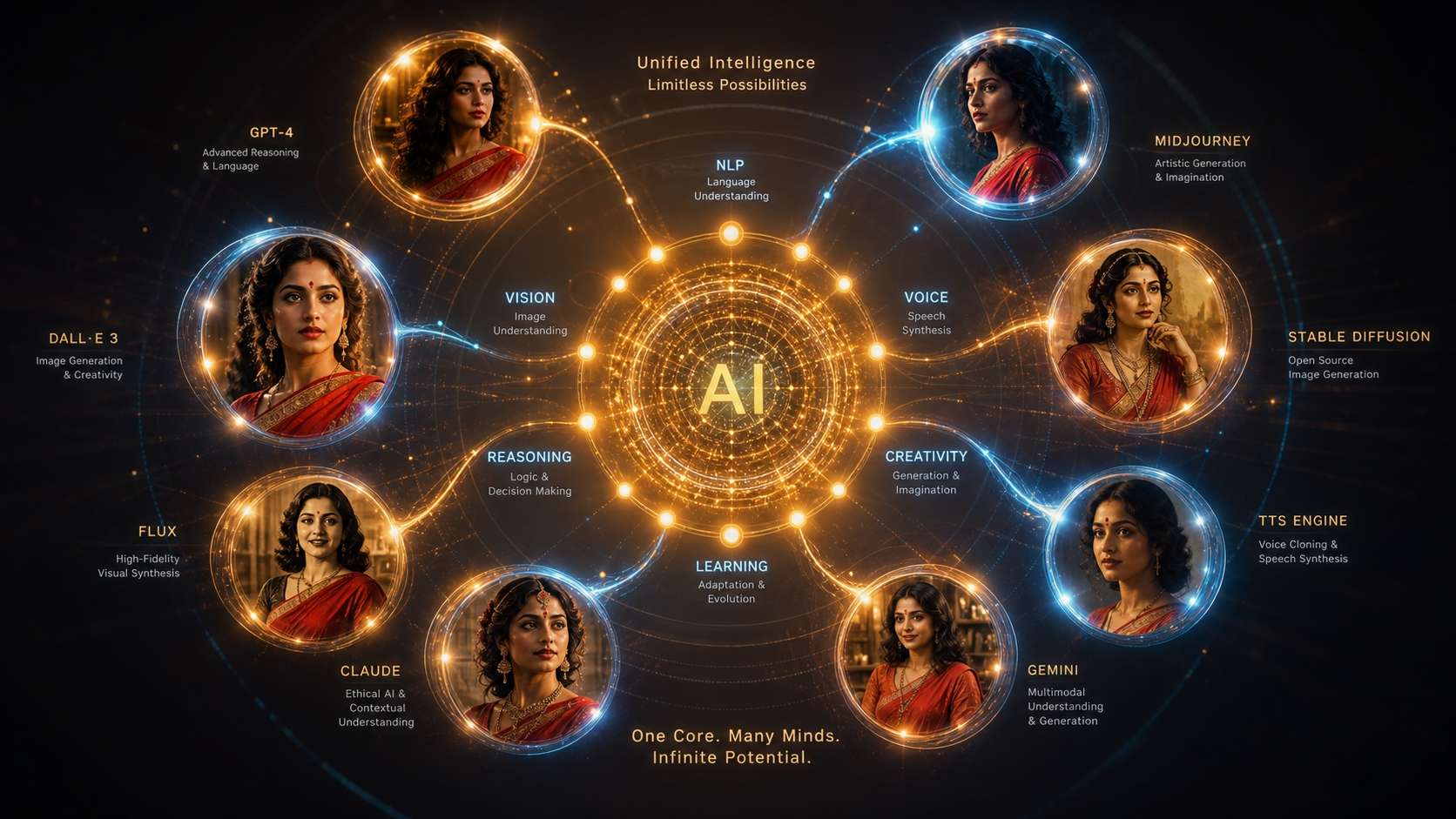 Access AI models to render a nano banana red saree prompt