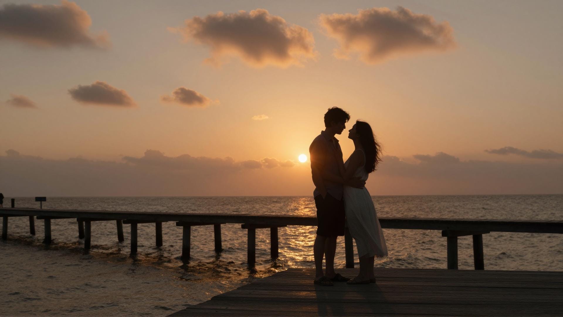 romantic couple at sunset