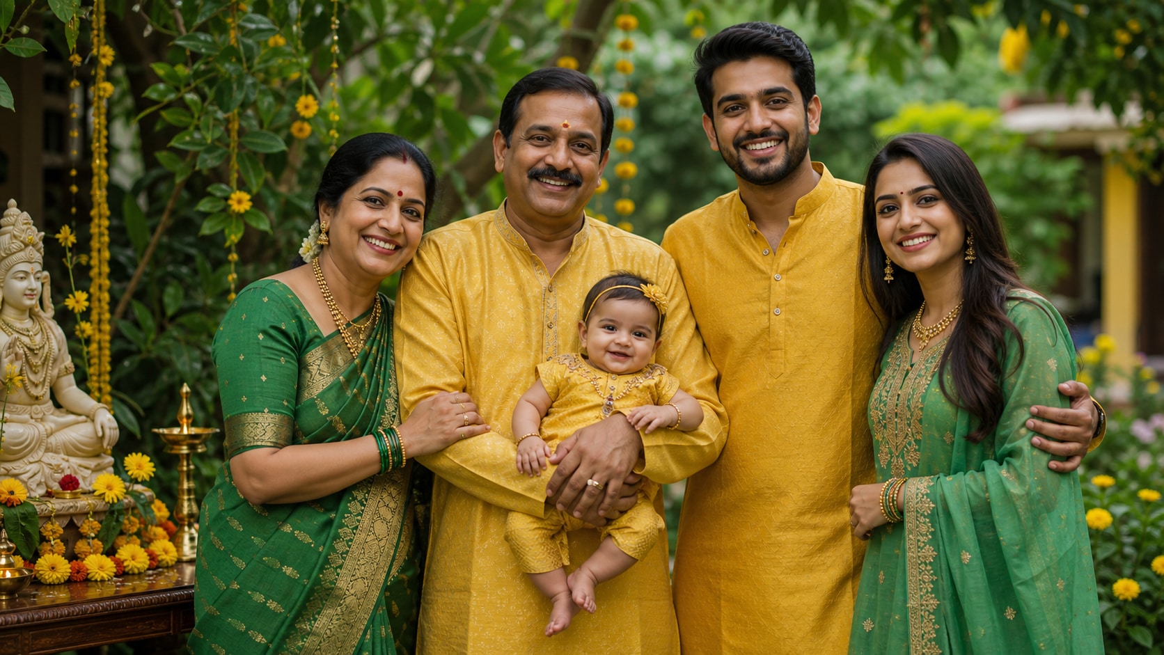 Perfect Couple and Family Festive Visuals with Shravan Outfits