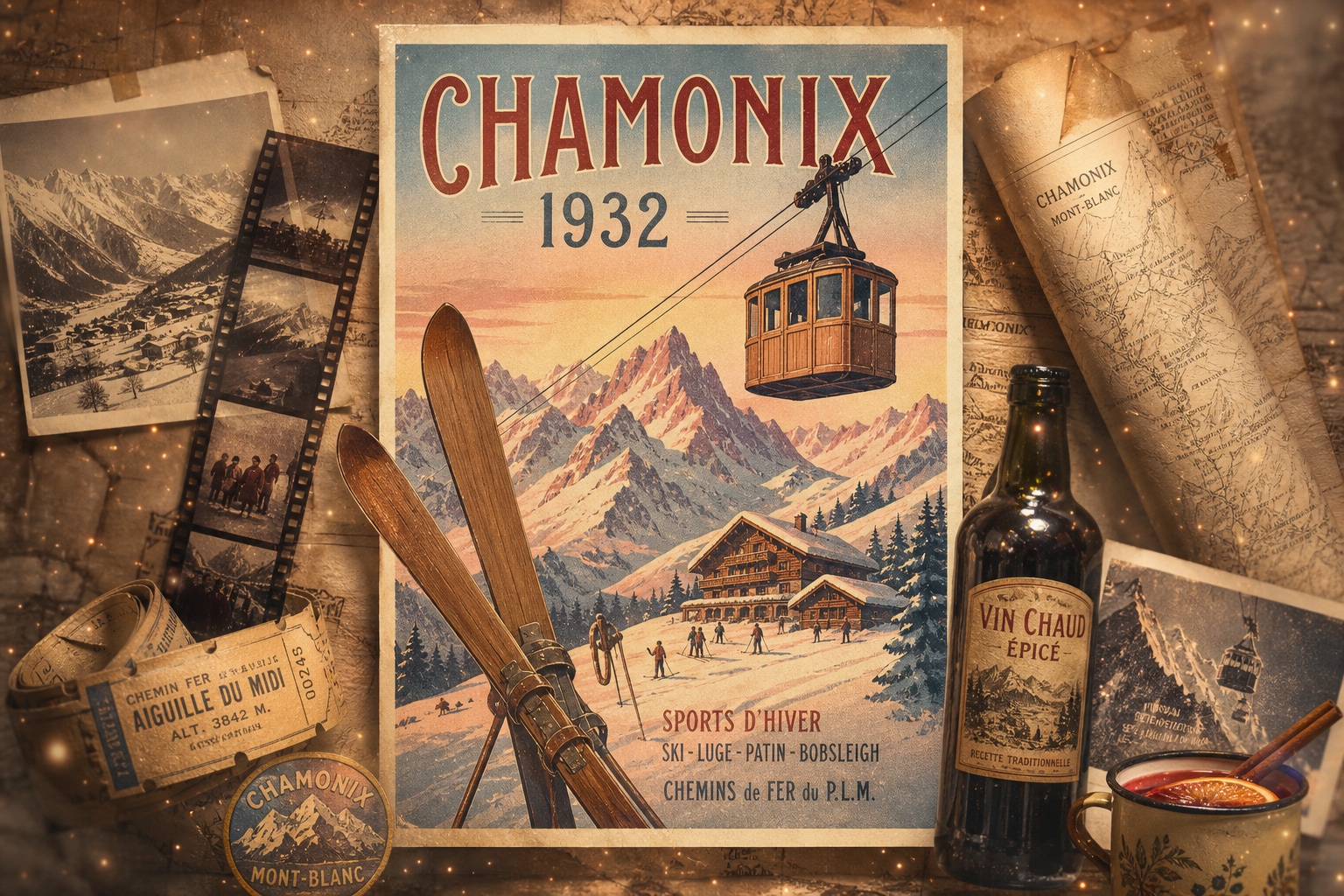 Generate vintage ski resort poster prompt ideas with AI