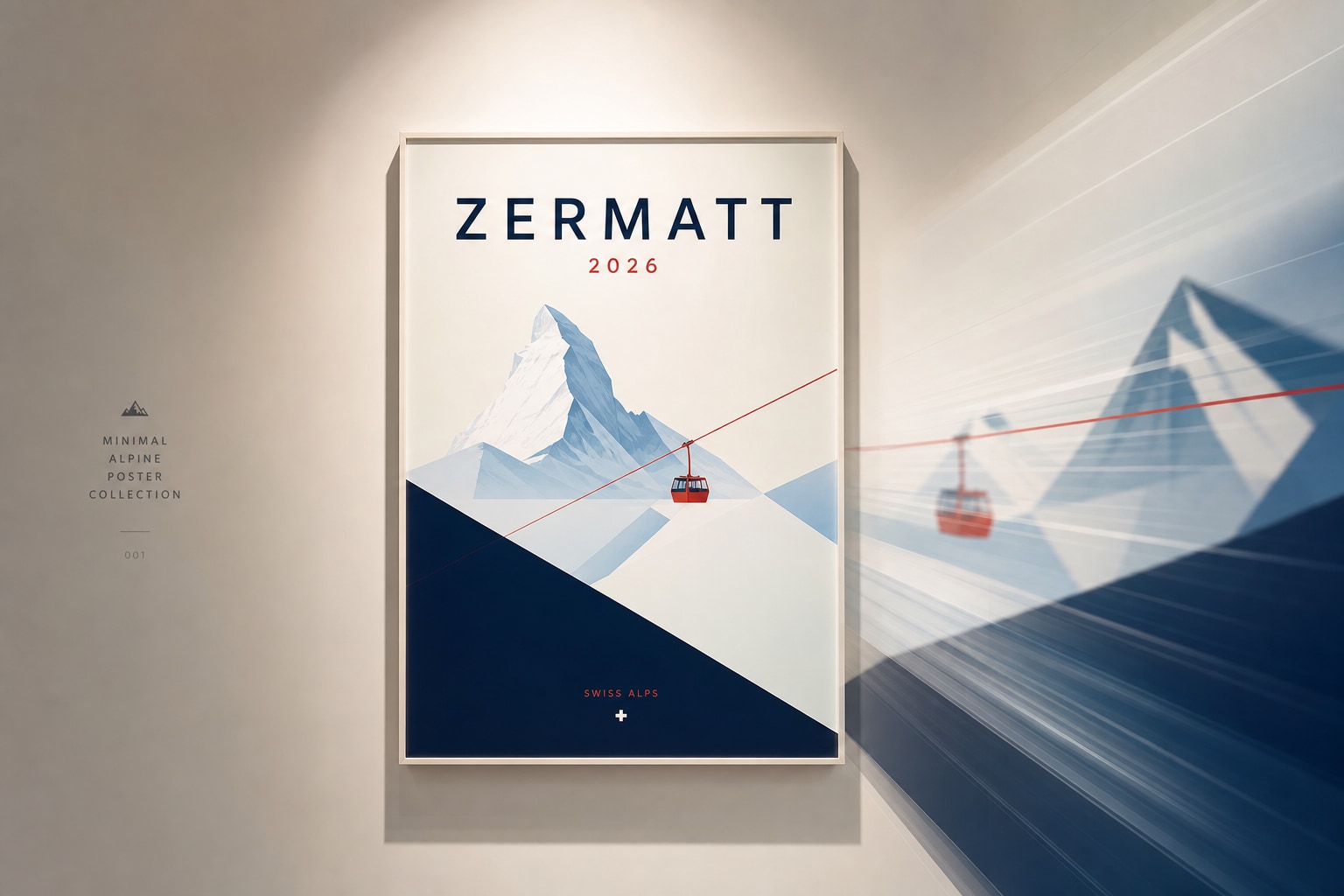 Create minimalist ski resort poster design prompts