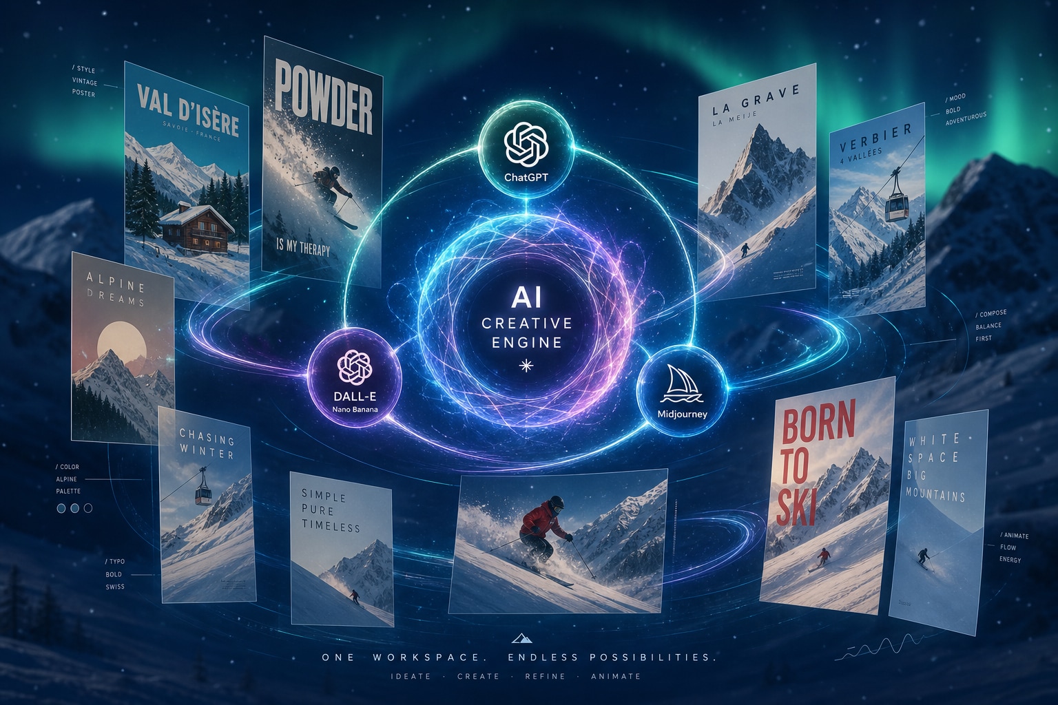 Advanced AI generation for ski resort posters