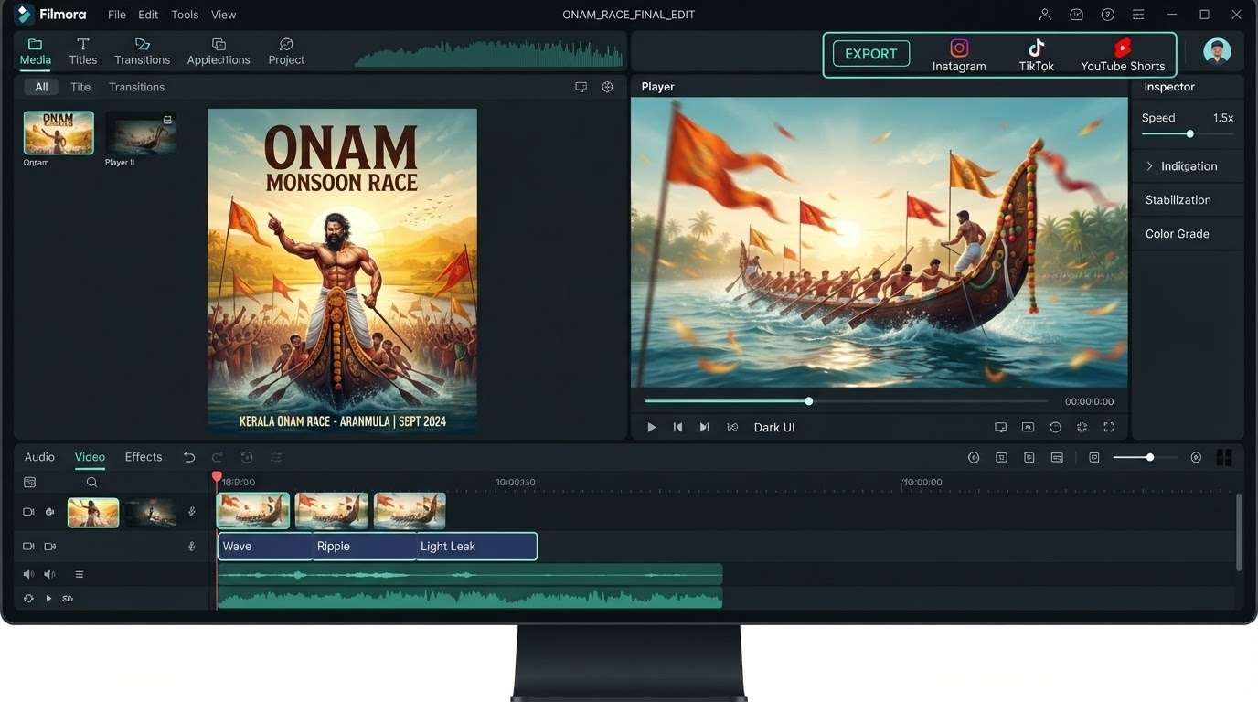 All-in-one editor for Kerala snake boat race season posters