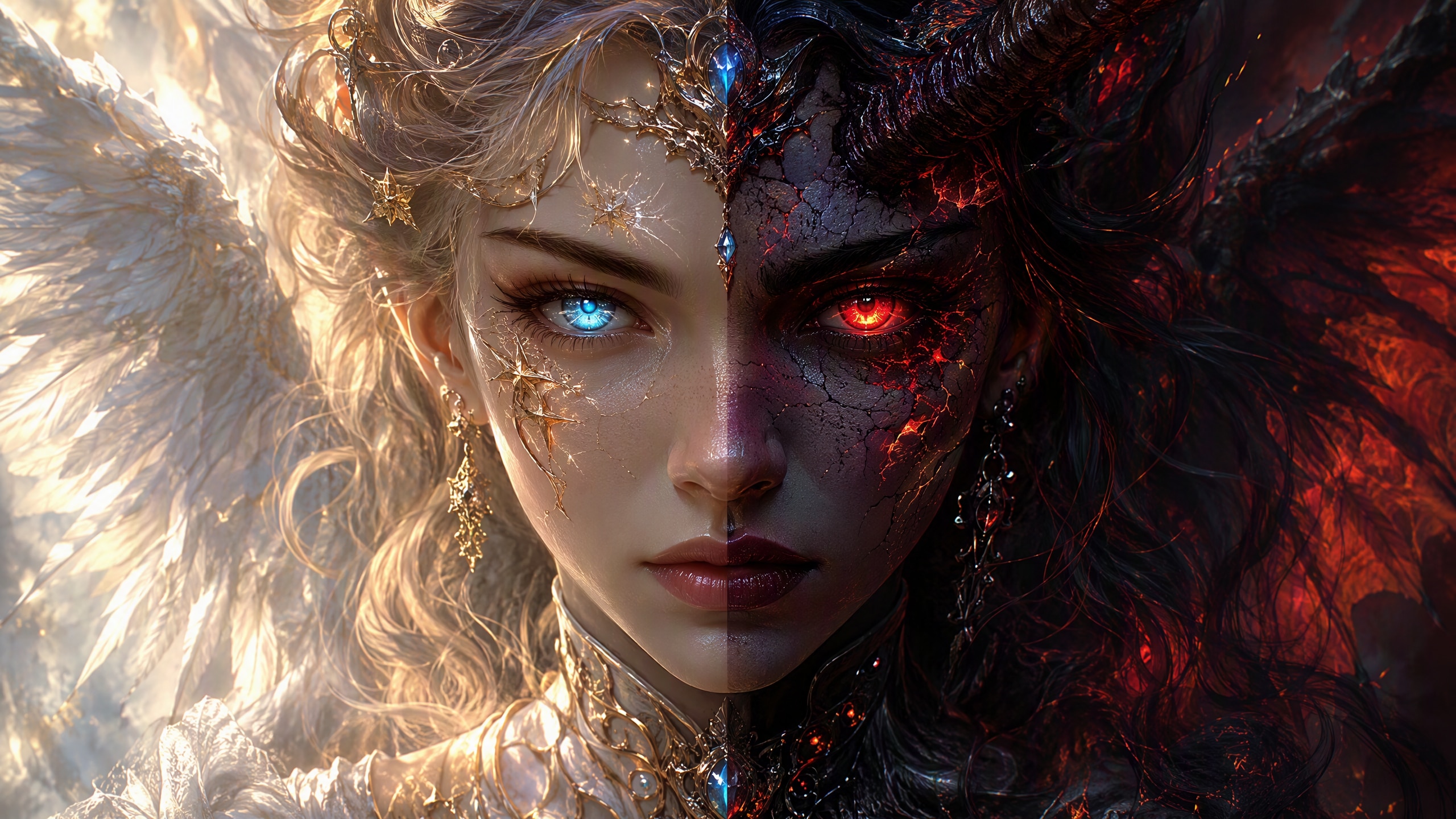 Craft engaging dual personalities using a split face prompt