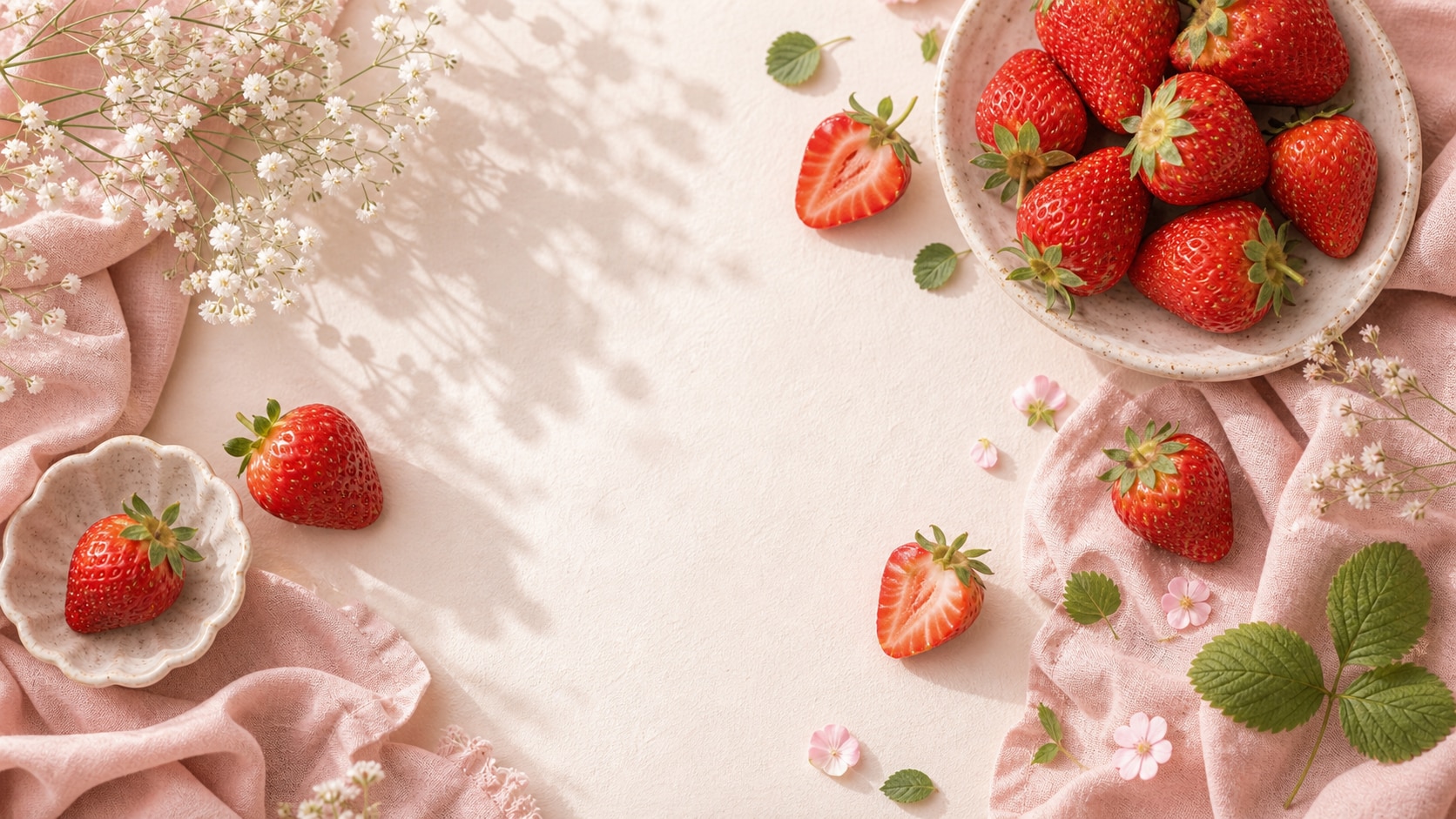 strawberry aesthetic prompt feature with soft pink styling