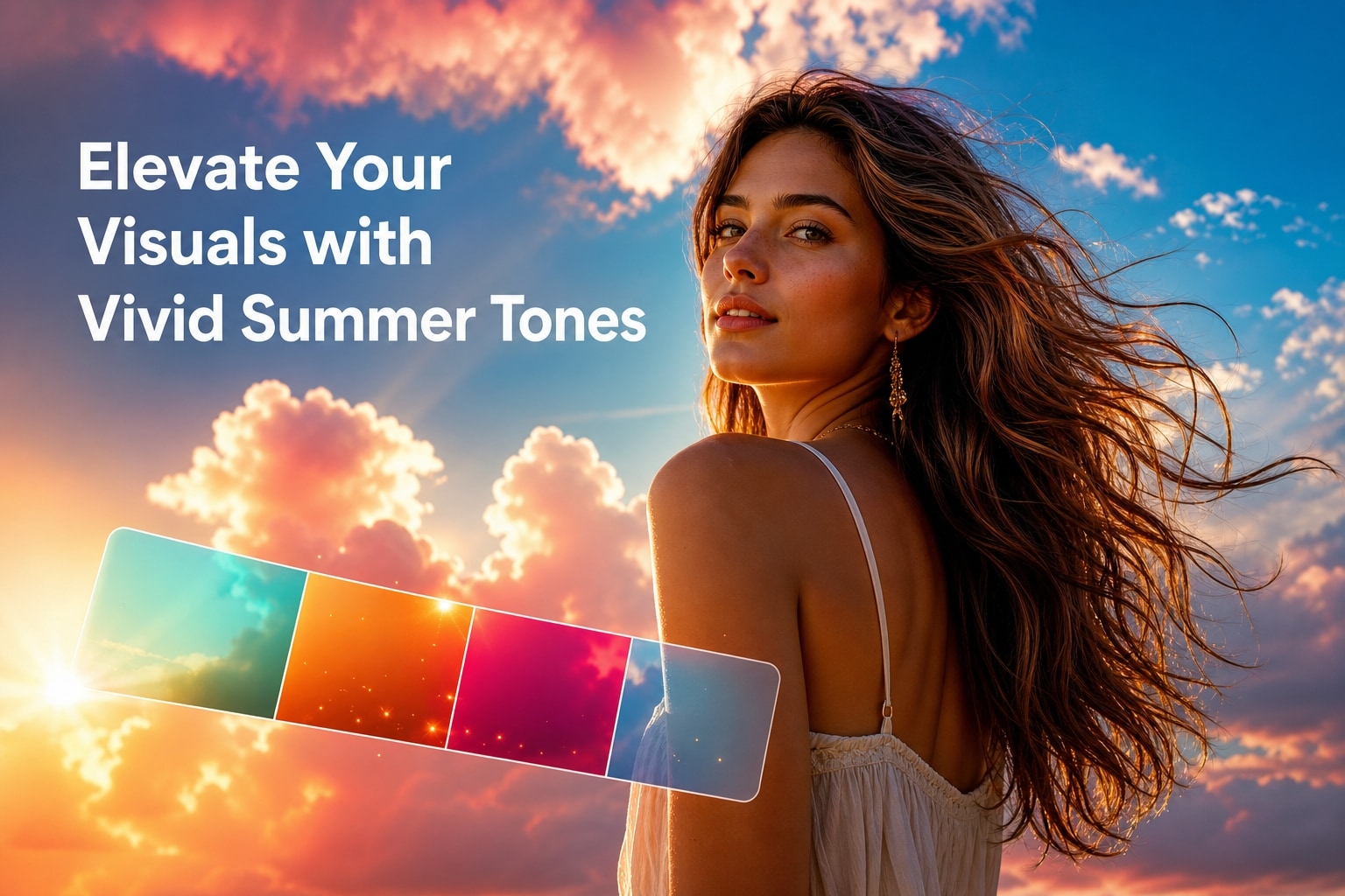 Colorful summer sky poster creation in Filmora