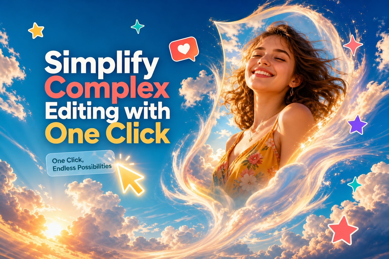 Summer sky portrait poster AI workflow in Filmora