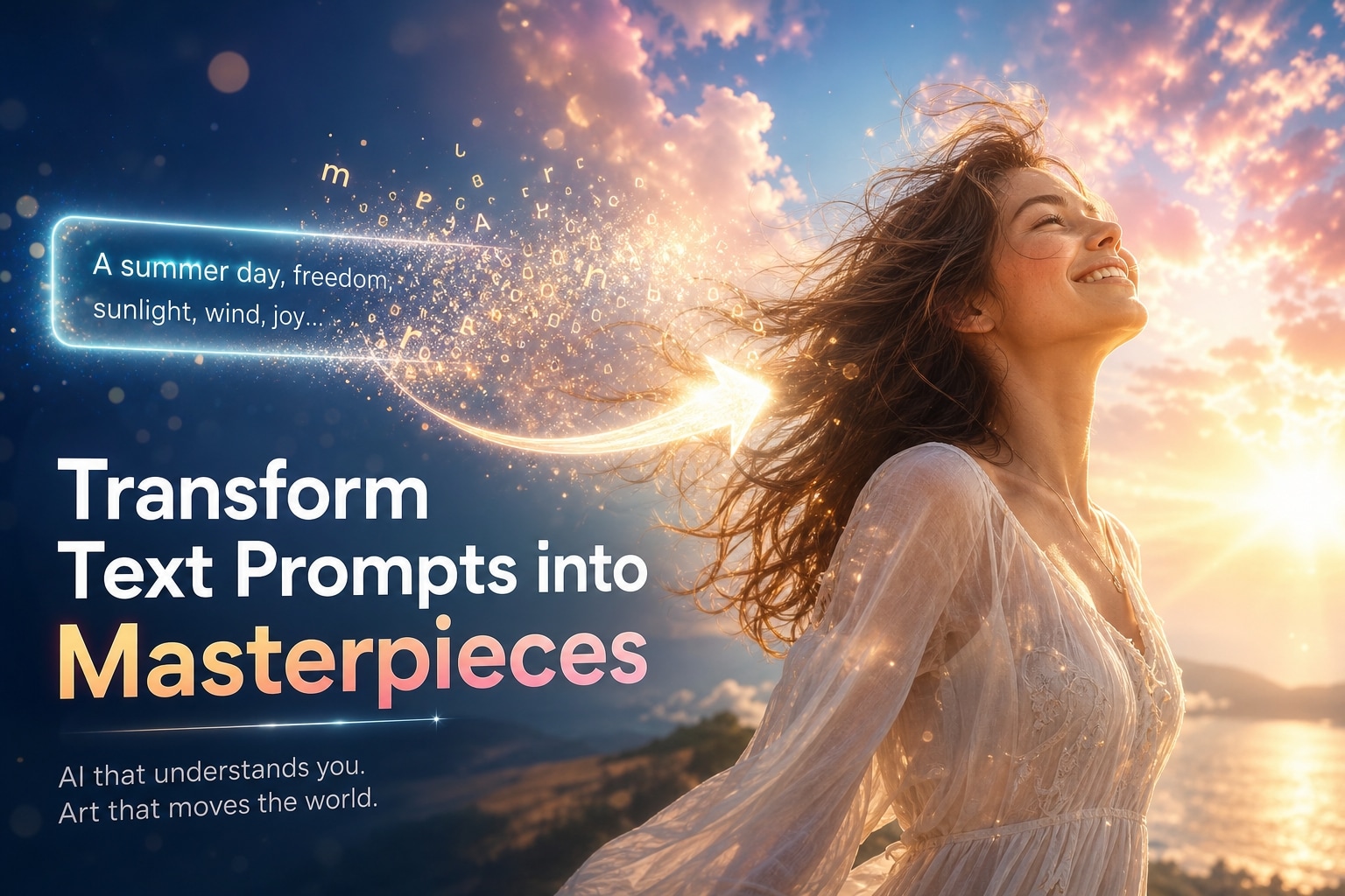 Fresh summer sky portrait poster ai prompt processing