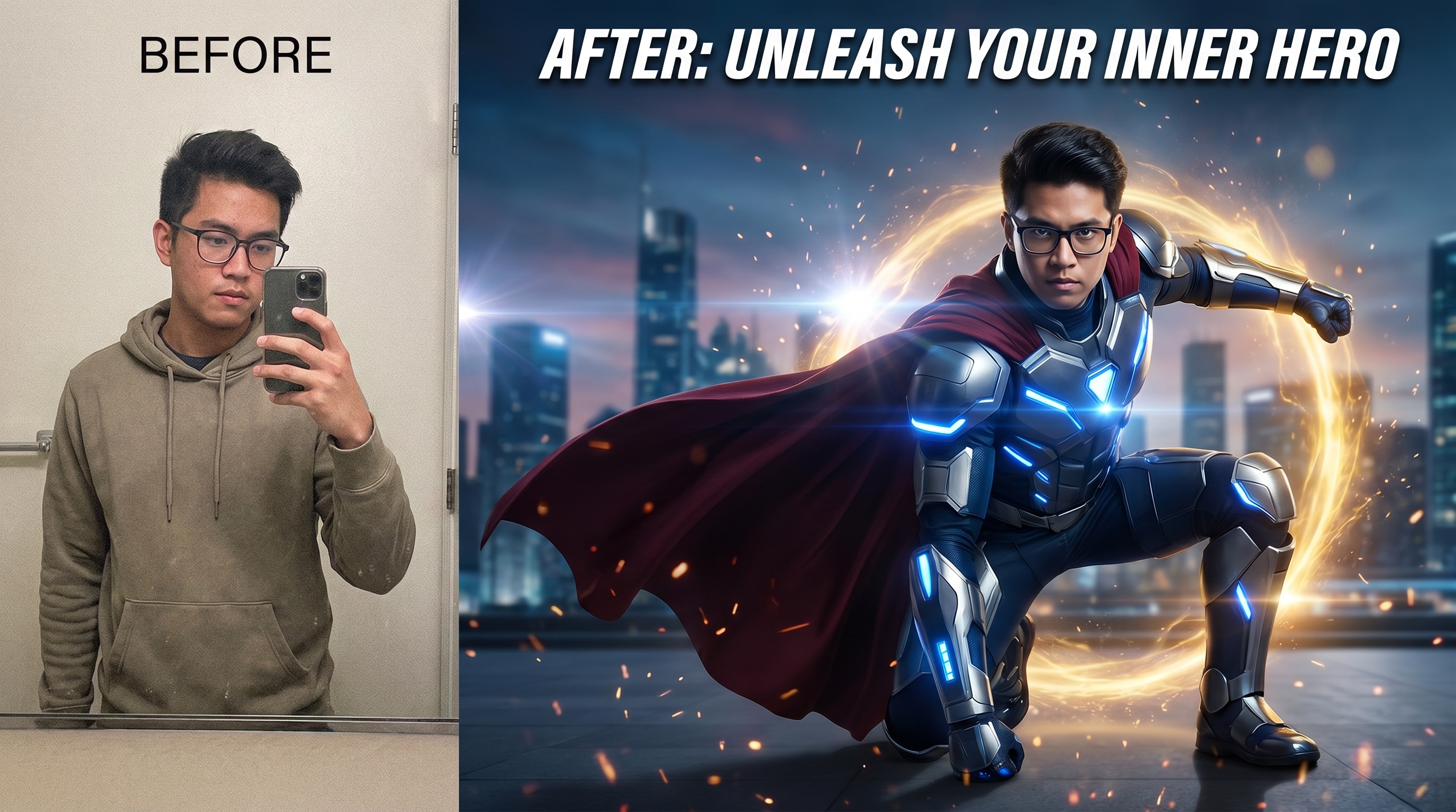 Create professional superhero portraits with AI prompts