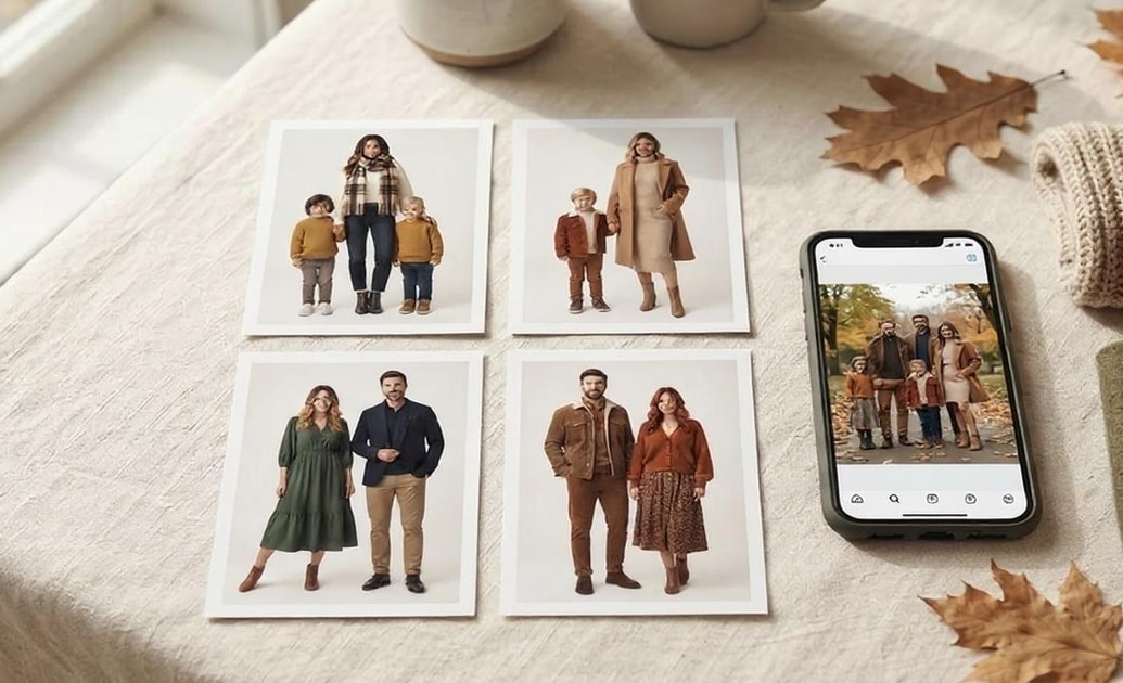 Generate thanksgiving family photo outfits lookbook with Filmora AI