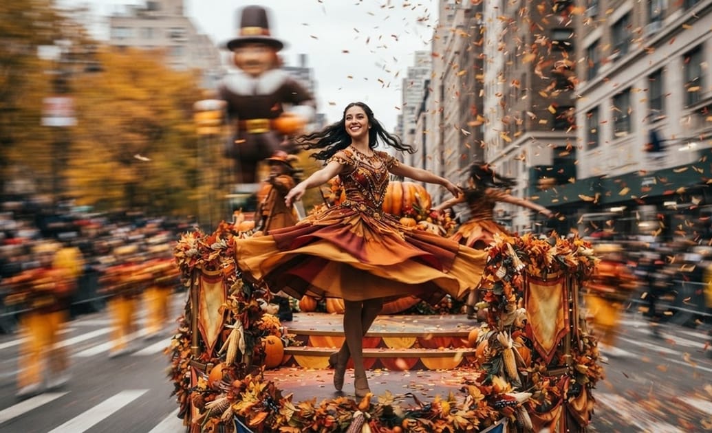 Add motion to thanksgiving parade ai photo prompt