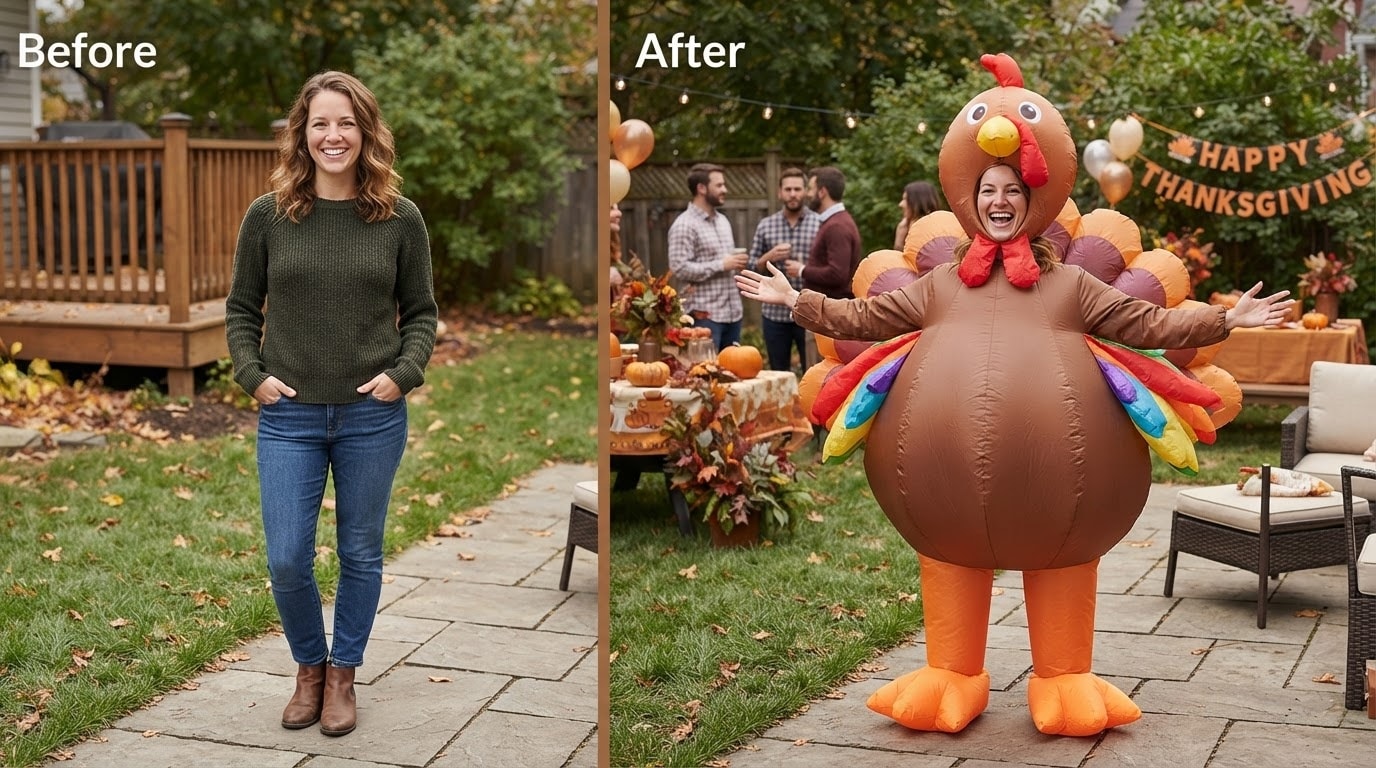 Retouch holiday group photos and eliminate background clutter