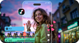 A trendy video being edited in a TikTok video editor