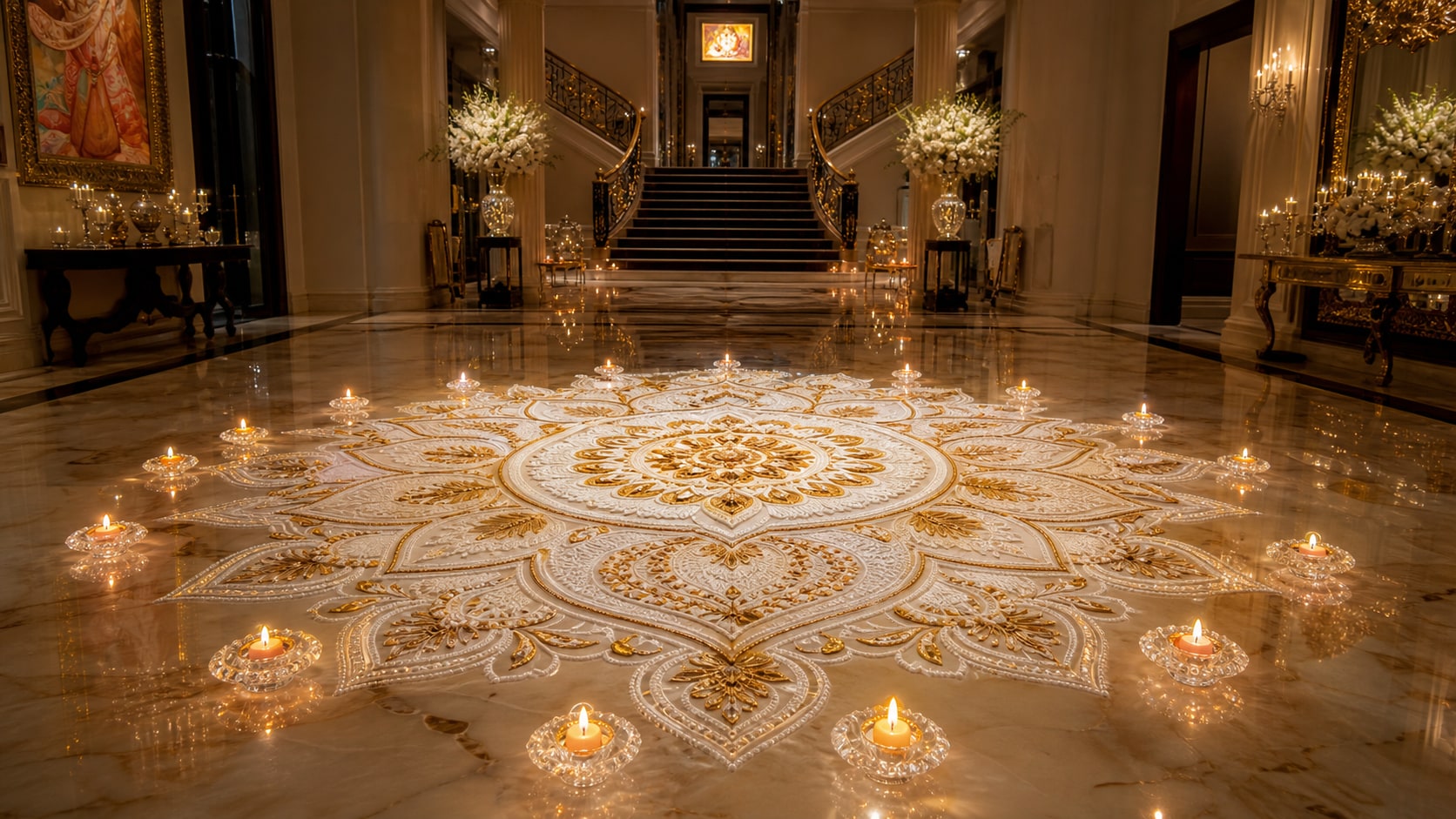 Diverse styles of diwali rangoli designs