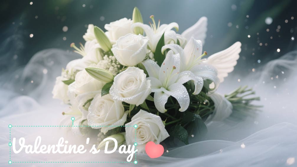 Roses blanches et lys dans une brume douce