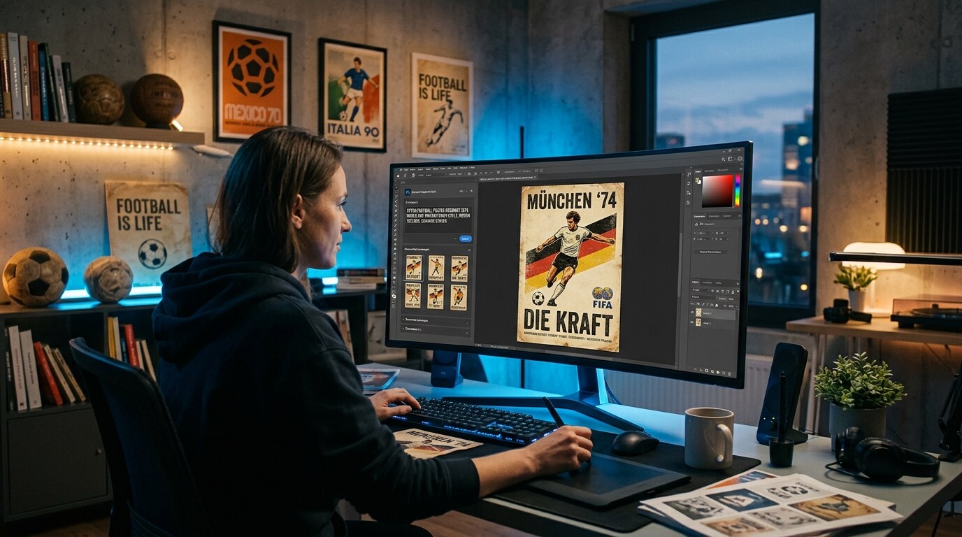 Effortless AI art generation for retro football posters