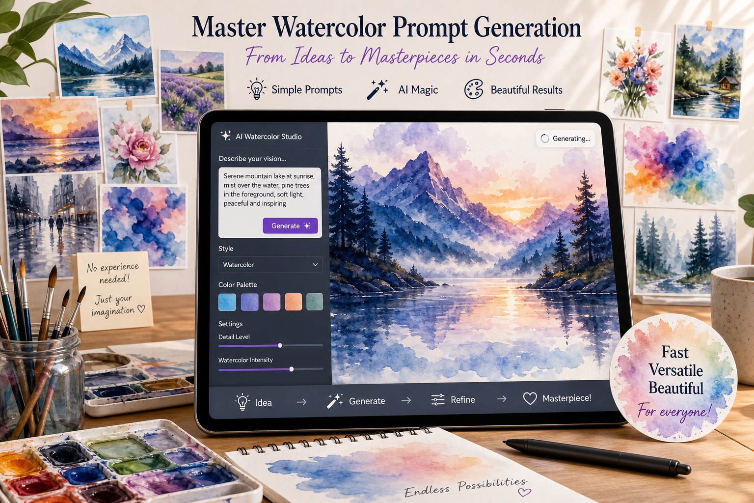 Master the watercolor prompt generator