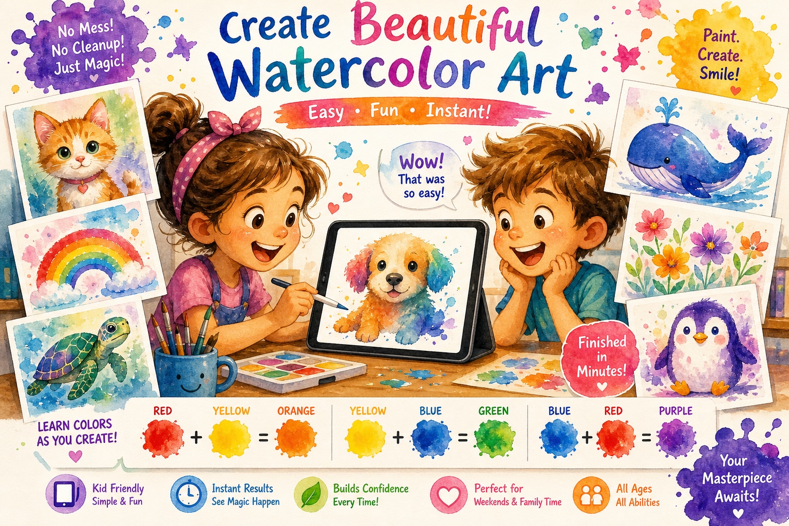 Inspire kids with easy watercolor prompts