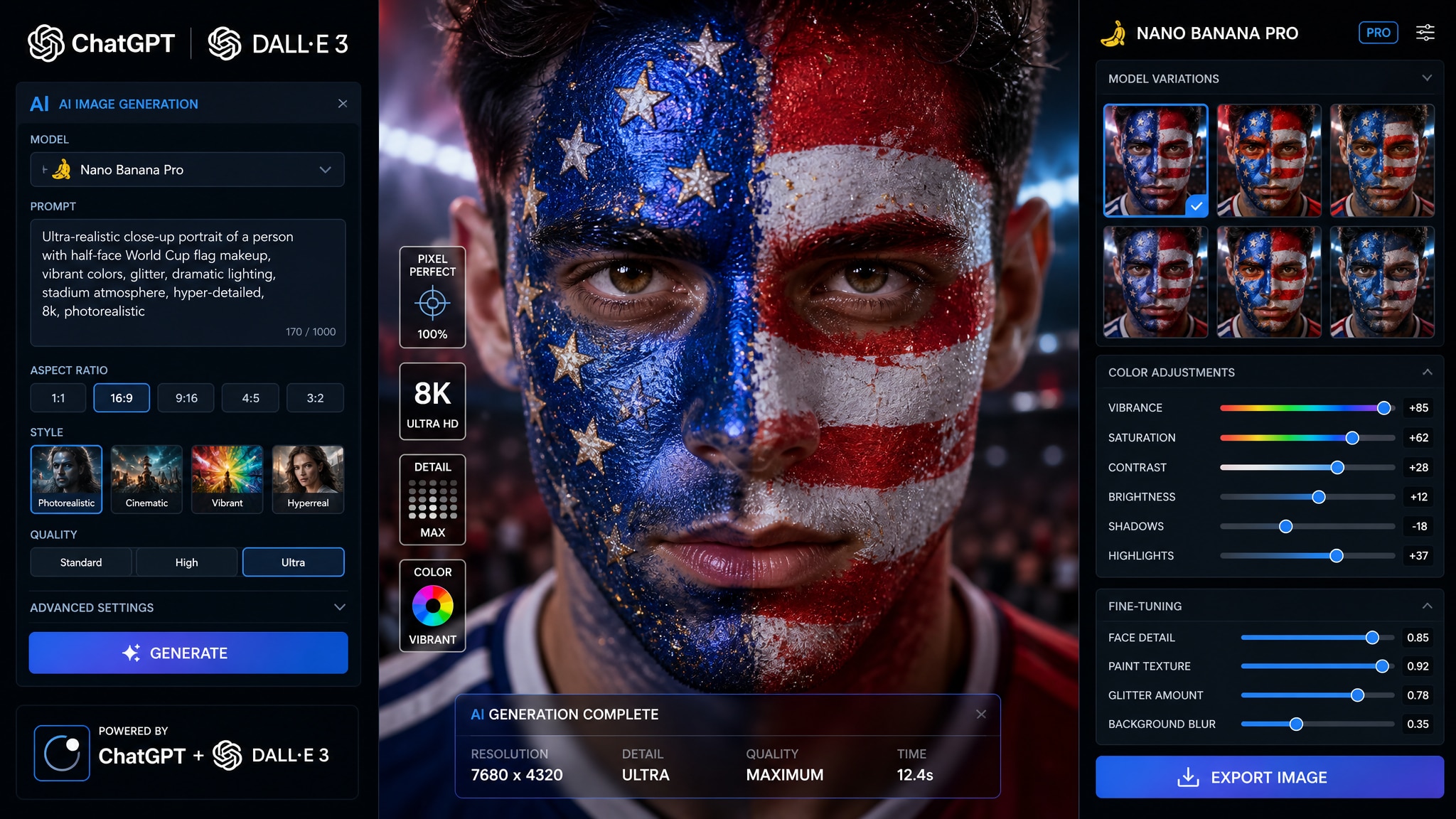 Generate Hyper Realistic World Cup Team Pride