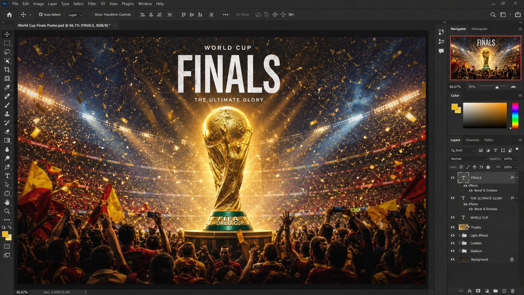 Generate world cup winner poster with AI