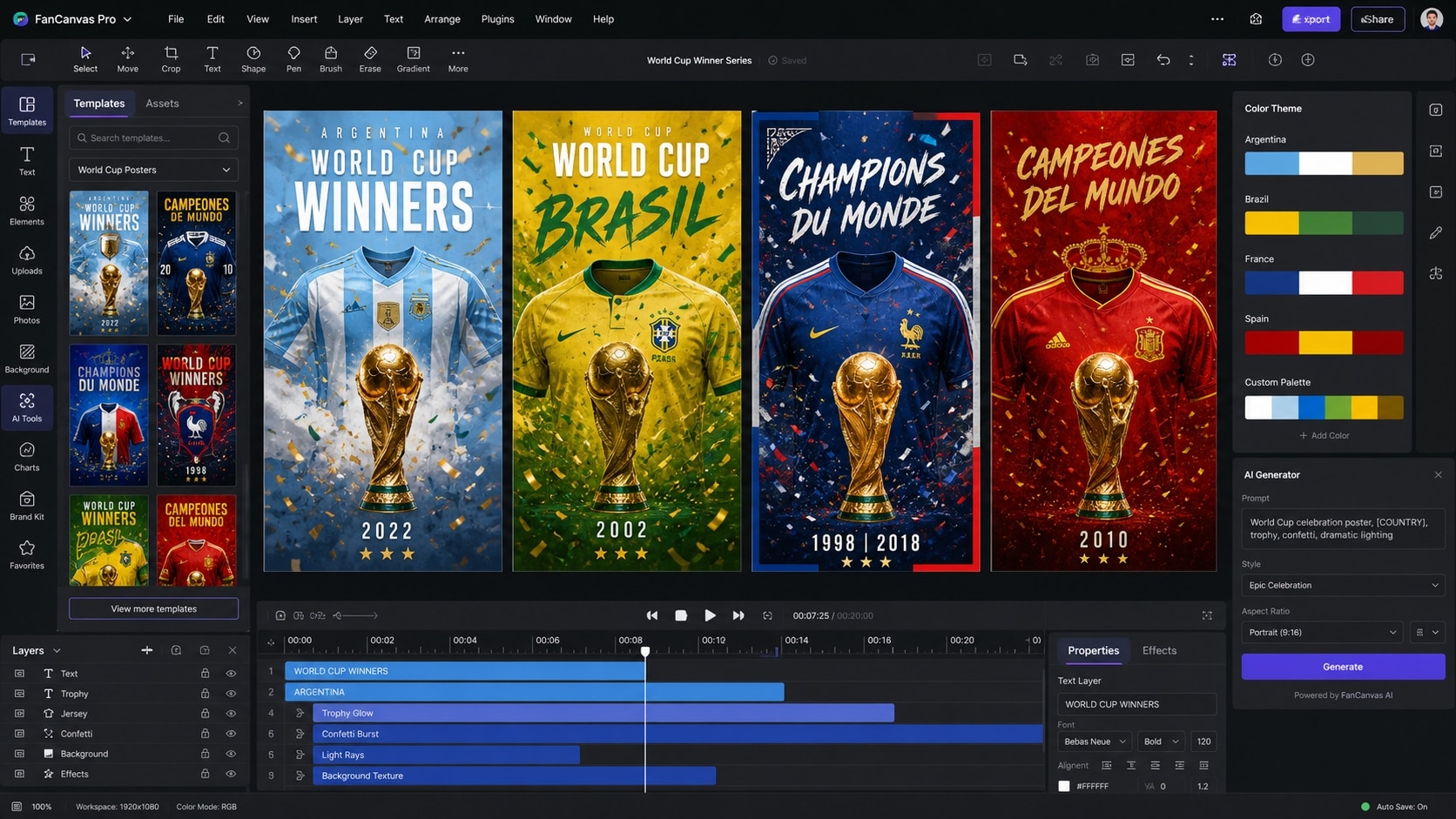 Customize world cup winner poster artwork
