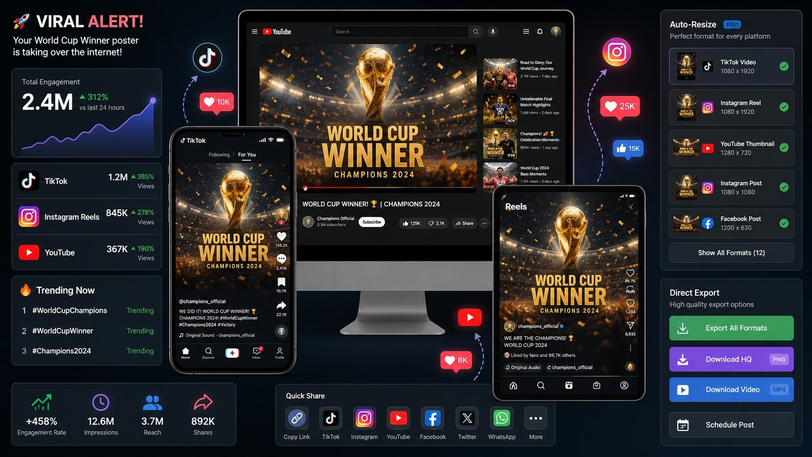 Share world cup winner poster on social media