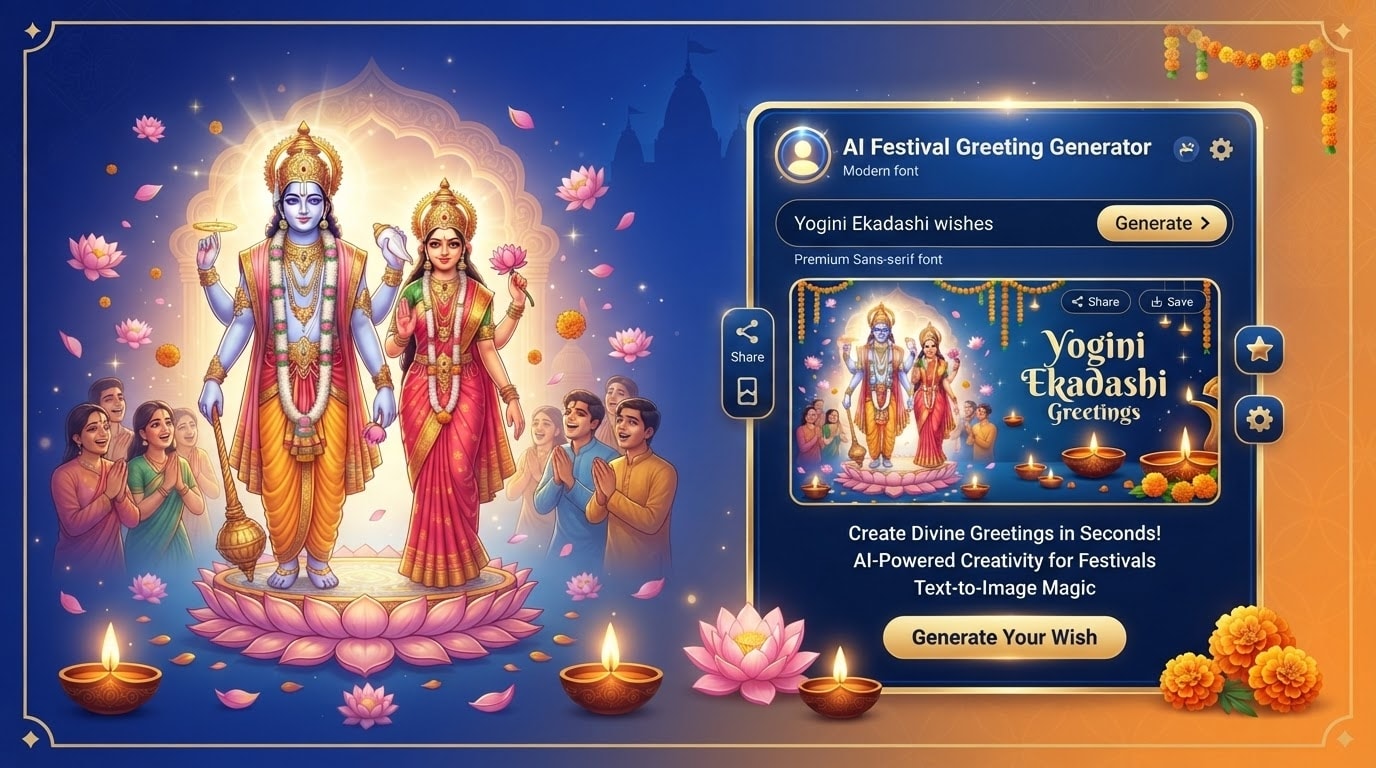 AI text to image models for yogini ekadashi wishes