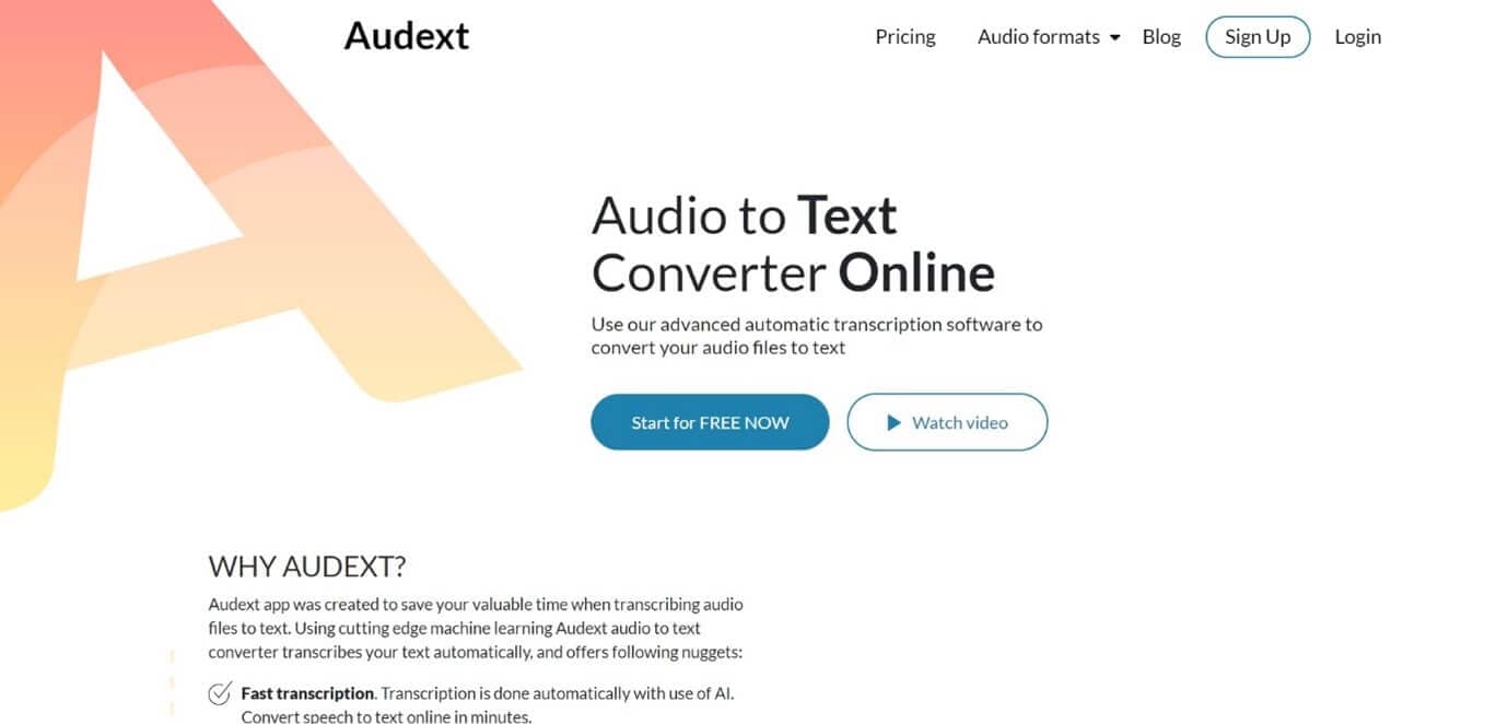 audext convertidor audio a texto