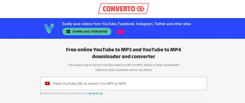 Downloader de vídeo por URL - Converto.io