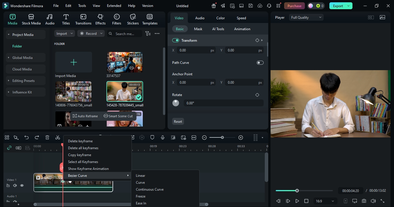 key frame curves
