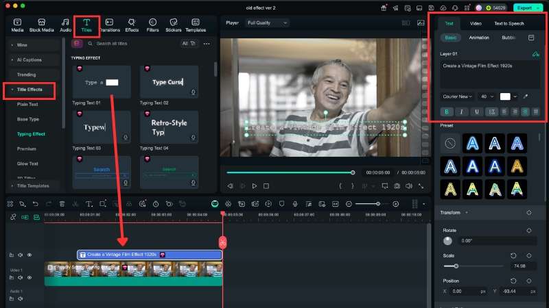 how to access titles in filmora