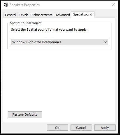 select spatial sound
