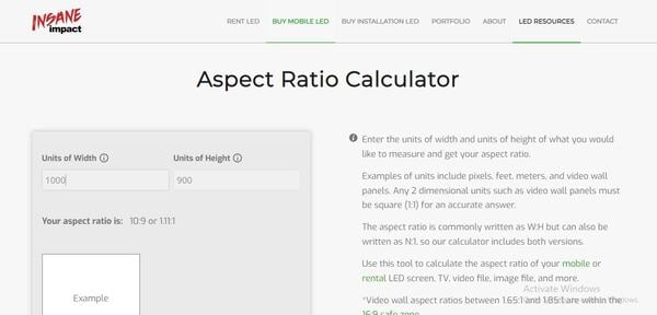 Insane Impact aspect ratio calculator