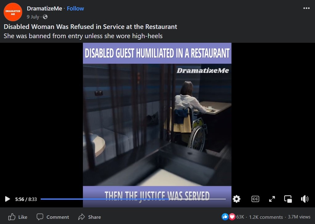 Disabled Woman Was Refused in Service at the Restaurant