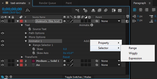 After Effects: Selectors