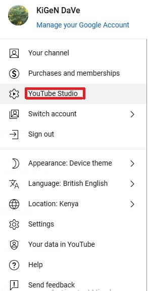 Youtube studio login