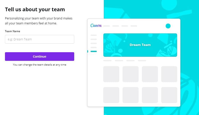 create team canva