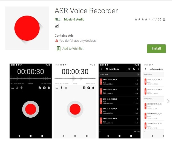 ASR Voice Recorder para teléfonos Android