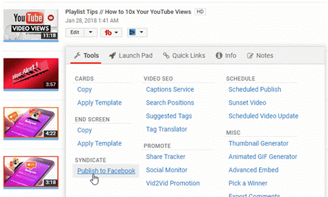search for the Syndicate tab to “Publish video on Facebook”