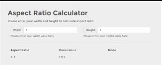 aspect ratio calculators