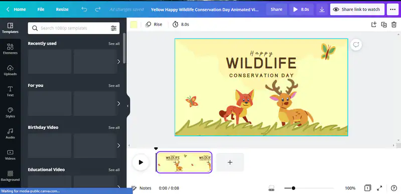 Wildlife animation in canva