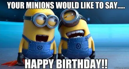 meme de minion diciendo feliz cumpleaños