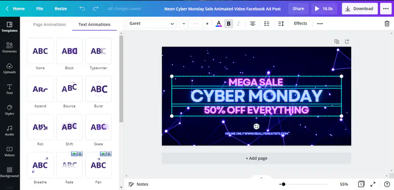 Animating Text in Canva