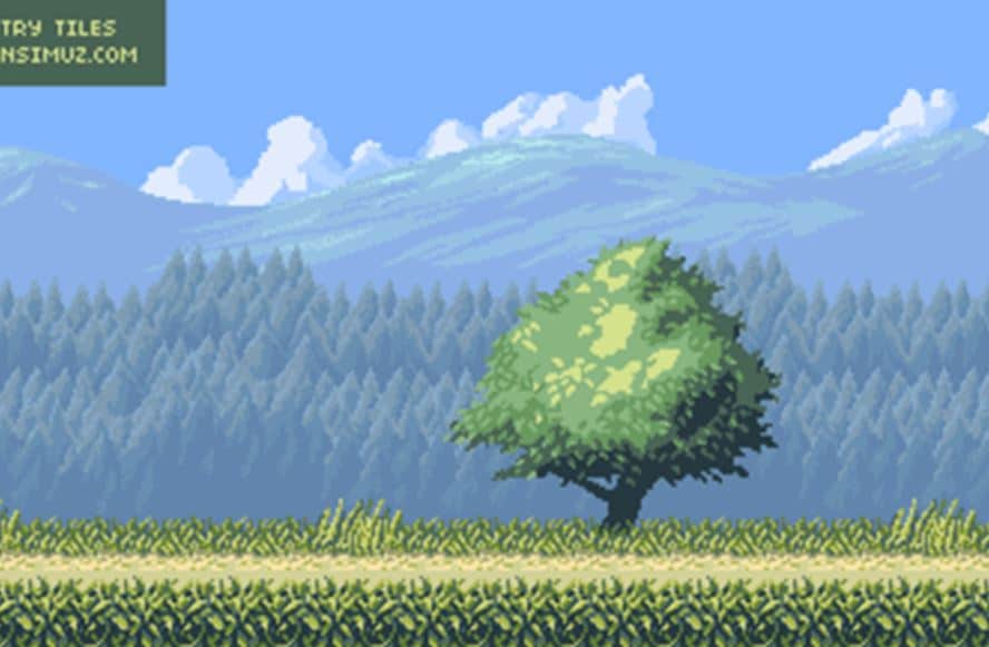 countryside pixel art background
