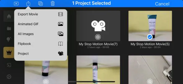 exporting file on stop motion studio